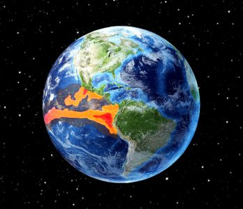 Satellite view of South and North America illustrating the effects of El Nino La Nina Sud (ENSO)
