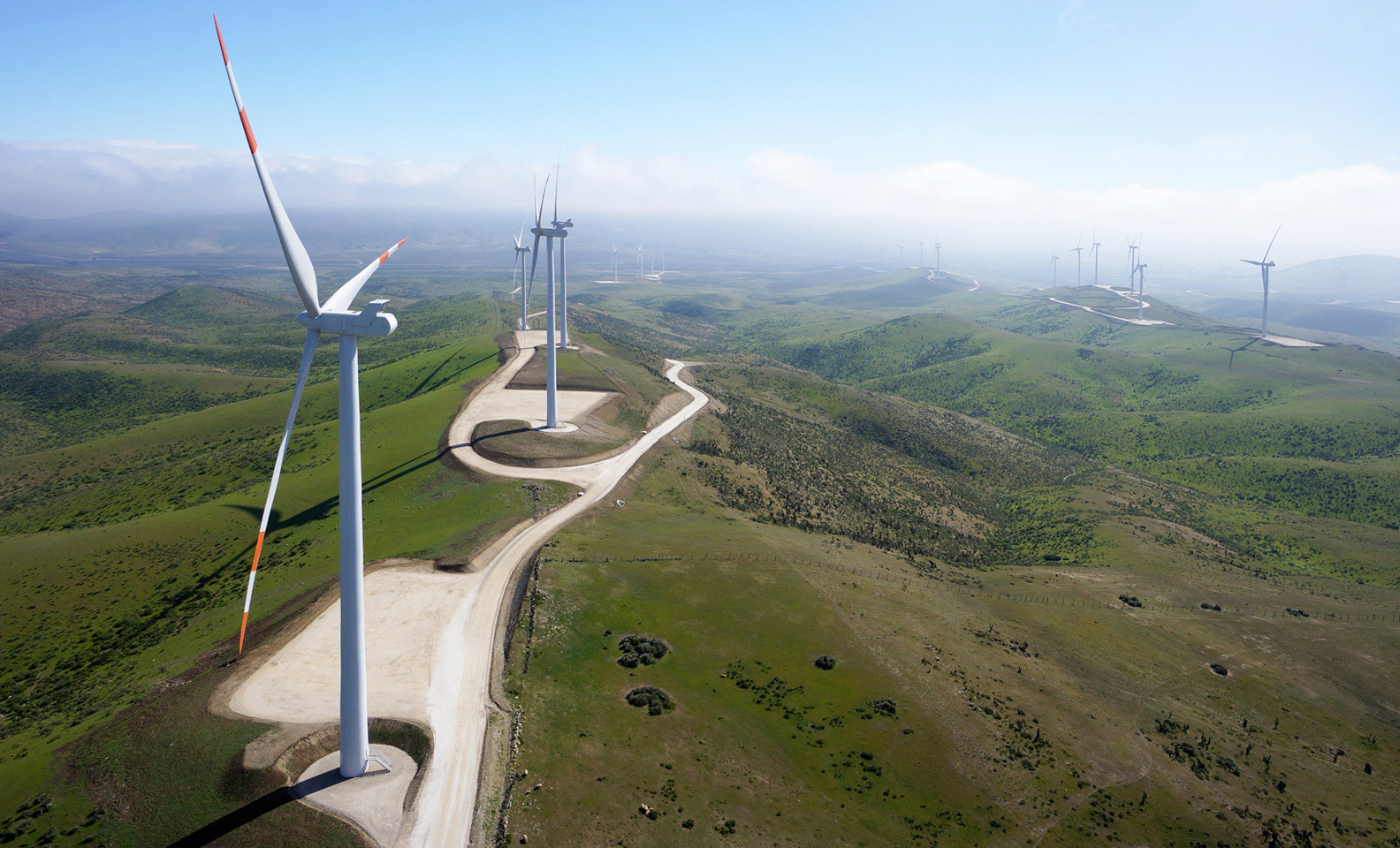 Aerial view of wind park