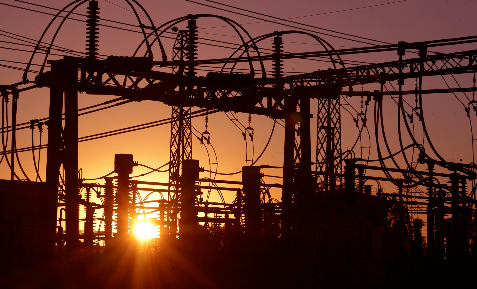 Substation at dusk