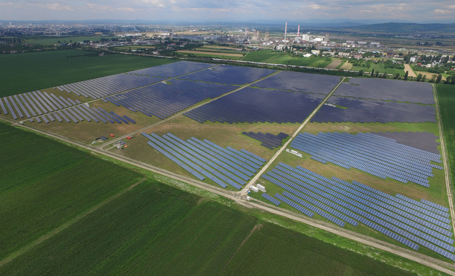 Aerial view of a photovoltaic plant
