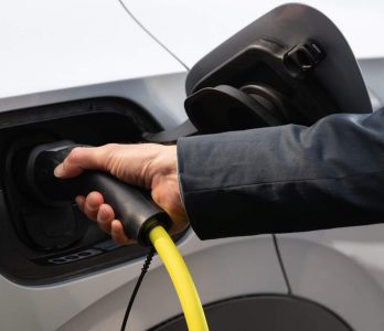 Close up of electric car charging socket